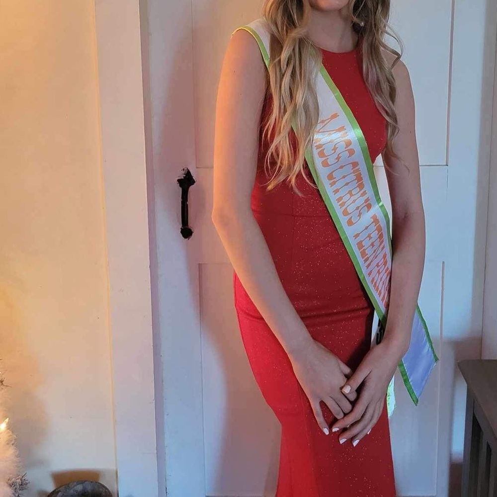 Red high neck Dress